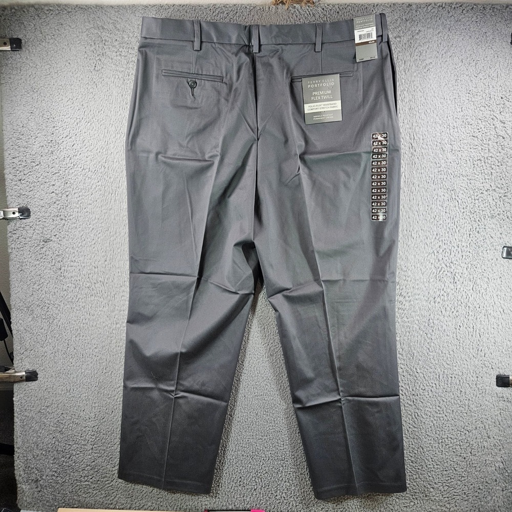 Perry Ellis Portfolio Mens 42x30 Gray Premium Flex Twill Dress Pants NEW NWT - Picture 7 of 9